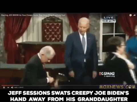 Jeff Sessions Slaps Creepy Joe Biden's Hand Away From His GrandDa. Creepy Biden gets his hand slapped... Im enjoying all this pervert biden stuff.